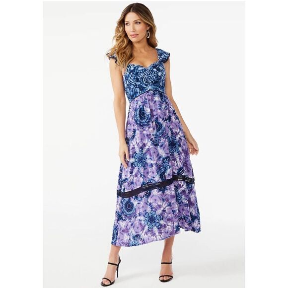 Sofia Jeans by Sofia Vergara Women's Tiered Maxi Dress with Back Tie Neck Sz XS - Picture 1 of 16